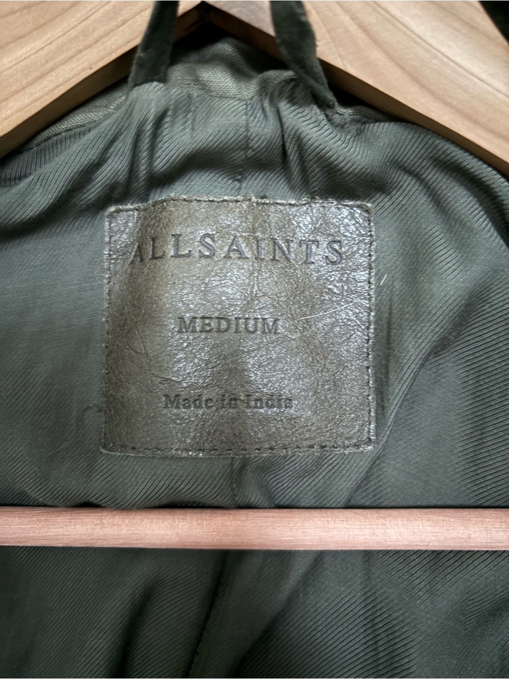 All Saints Men's Dark Olive Suede Button-Front Jacket - Picture 5 of 5